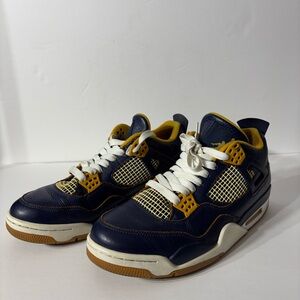 Jordan 4 Athletic Shoes Navy and Yellow